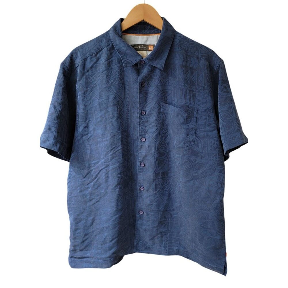 Quiksilver Mens Waterman Collection Blue Short Sleeve Shirt Size L